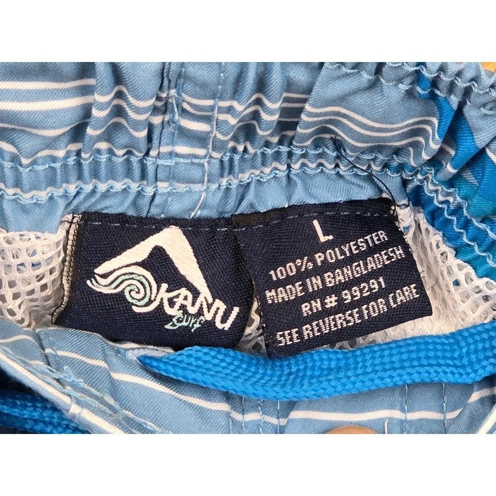 Kanu Surf Belaire Board Shorts Mens Large Blue Palm Sunset Striped -New